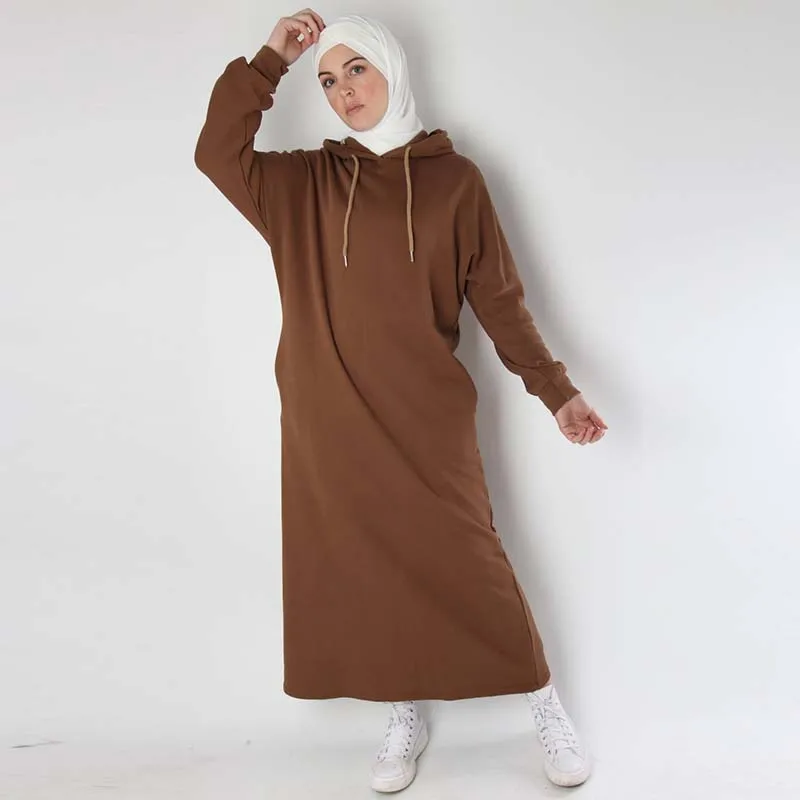 Изготовленный на заказ для женщин s по индивидуальному заказу с длинным рукавом Исламская одежда оптовая продажа мусульманское макси, толстовка с капюшоном