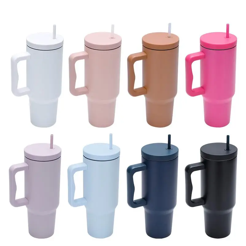 Wholesale 40oz Tumbler with Handle with Lid and Straw Stainless Steel Double Wall Vacuum Insulated Cup 40OZ Tumbler