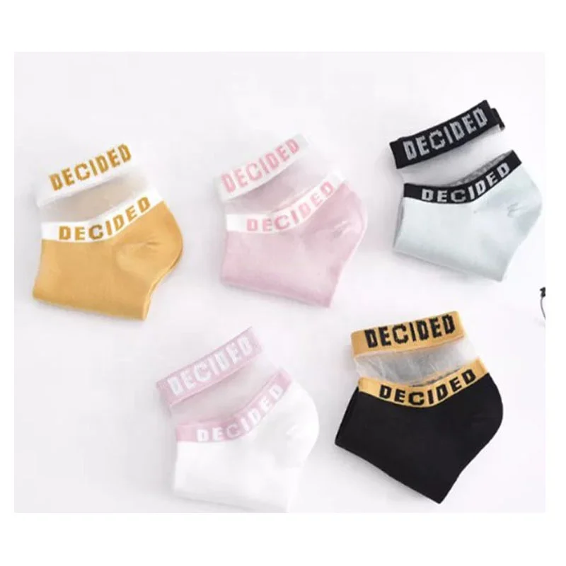 Korean style women sports socks High Quality Summer Breathable Girls Letter Short Socks Women Ladies Lace thin Ankle Socks