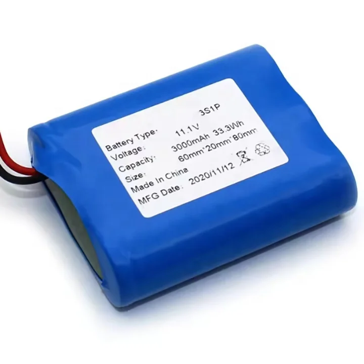 wholesale Rechargeable lithium ion battery 3S1P 11.1V 12V 18650 battery pack 3000mah