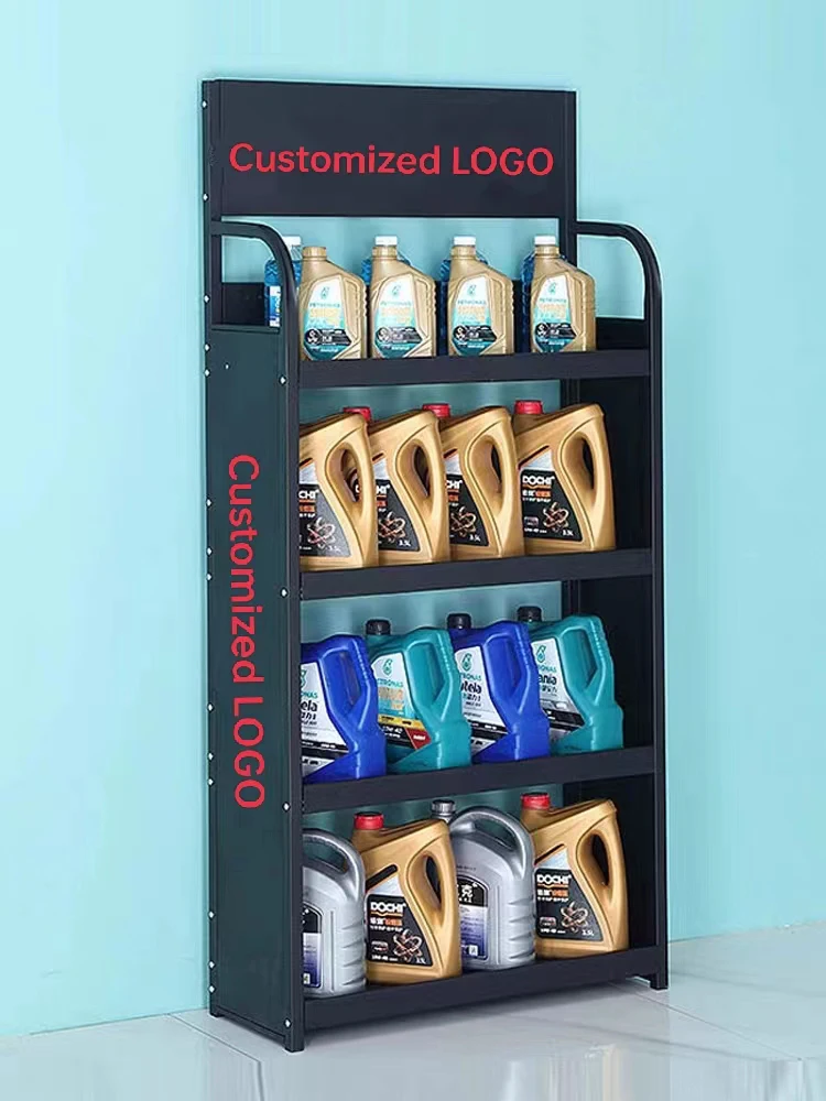 Factory custom durable floor metal engine oil display stand,motor oil display shelf,lubricating oil display rack