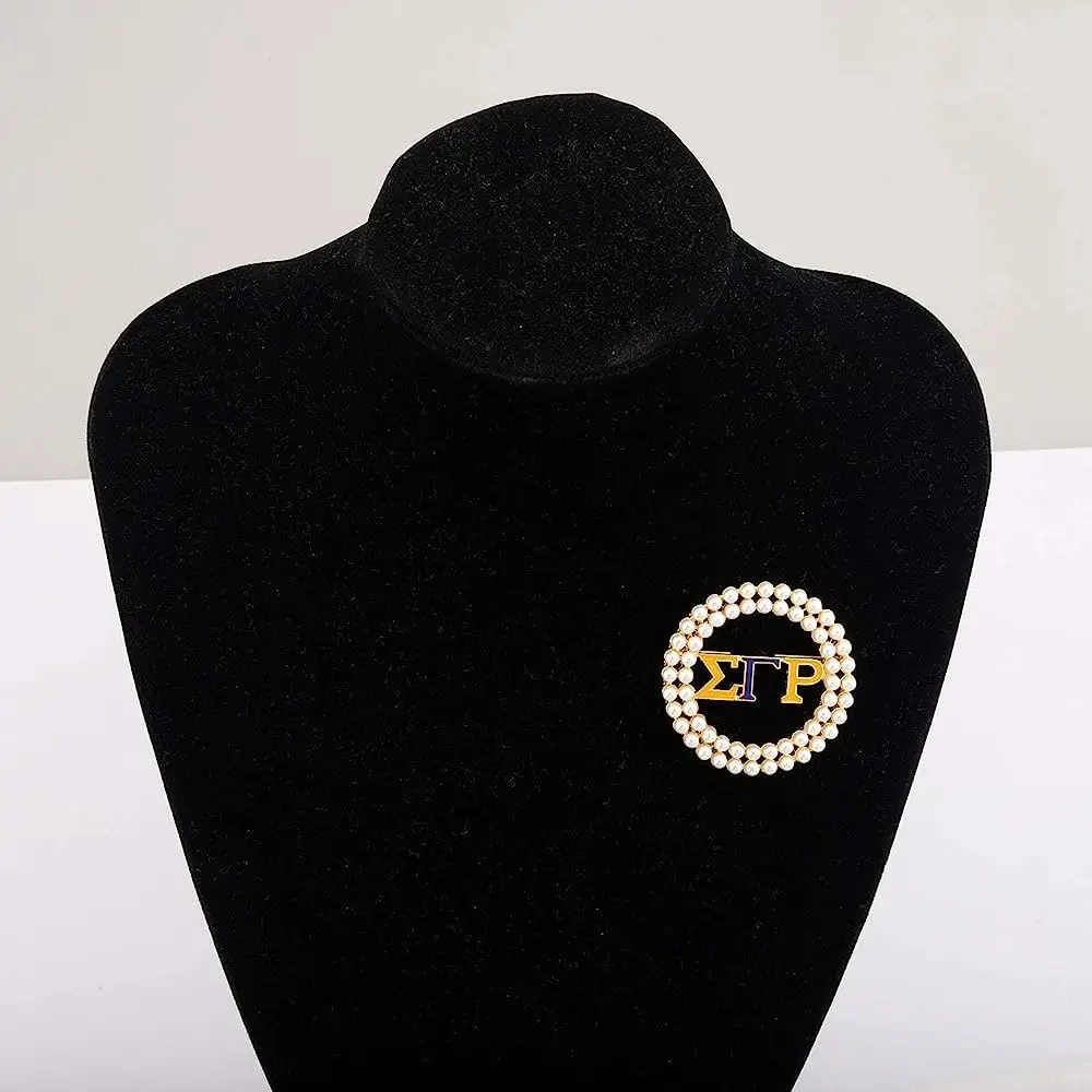 Custom Gold plated pearl sigma gamma rho brooch for women