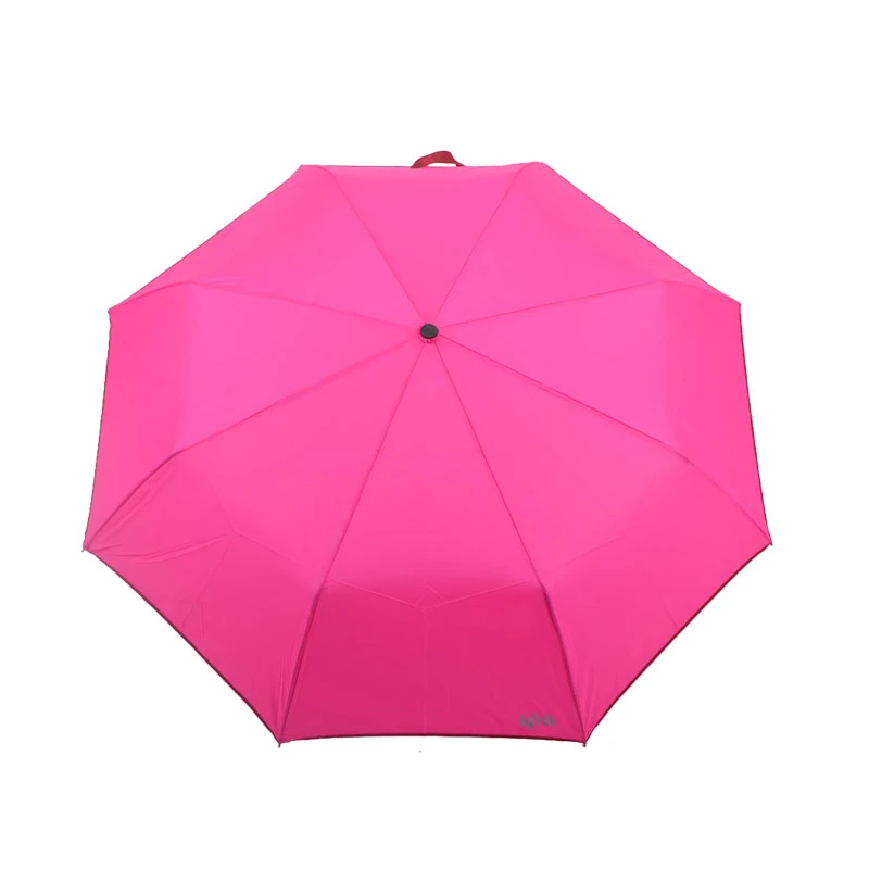 Leather Handle Manual 3-folding Fashion Umbrella With Customized Color Logo