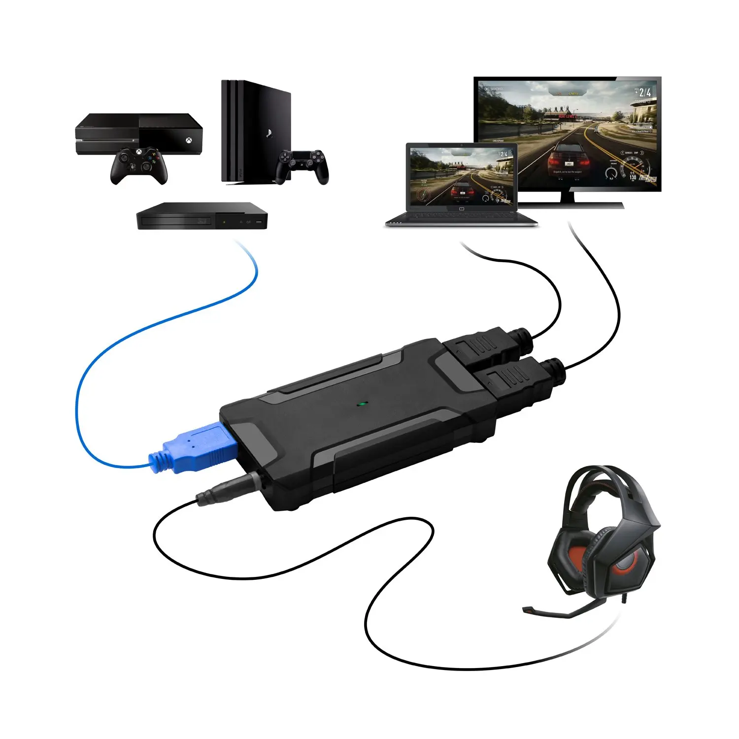 Видеозахват Usb3.0 Black Hd с микрофоном для записи видео