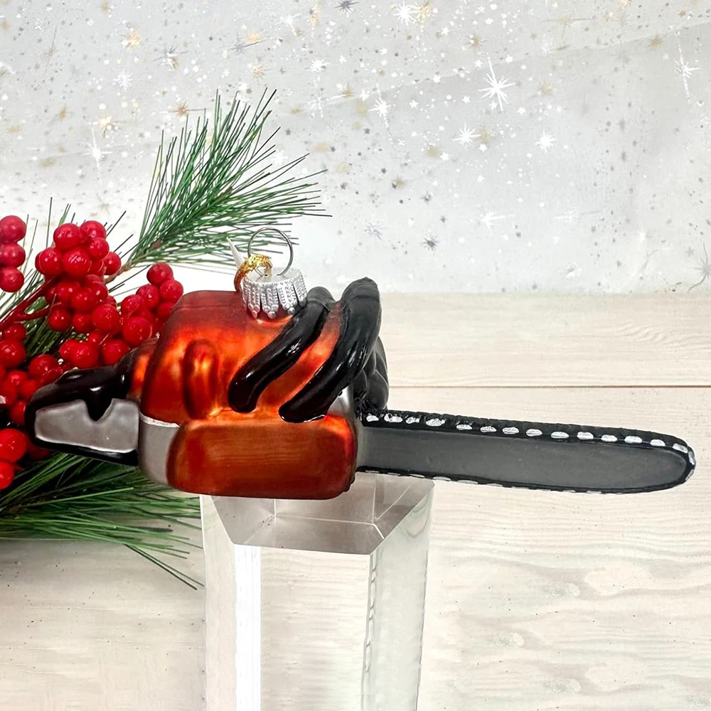 Holiday Hand Blown Glass Tool Hanging Decor chainsaw shape Christmas Tree Gift Ornaments Eco-friendly