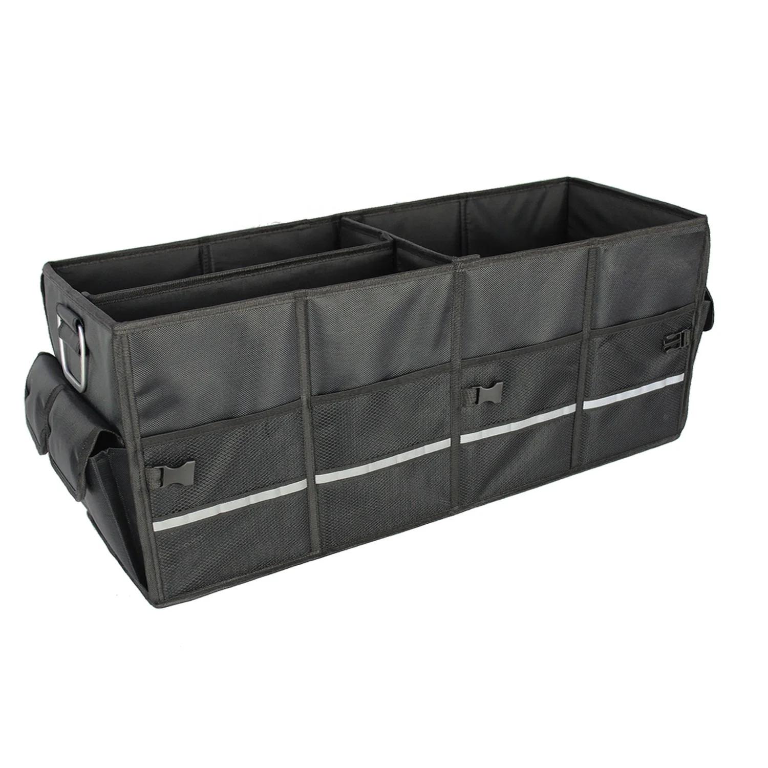 Customized Super Strong Portable Large Space Universal Car Trunk Organizer Folding Trunk Organizer with Metal Handles