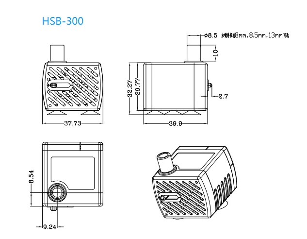 Насос Hsbao заводской производитель DC 5 В usb мини-погружной Настольный водяной насос для питьевого фонтана дозатор воды