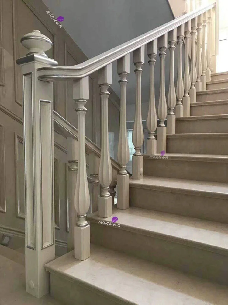 Decorative Stair Railing Solid Wooden Stair Pillars Roman Pillars