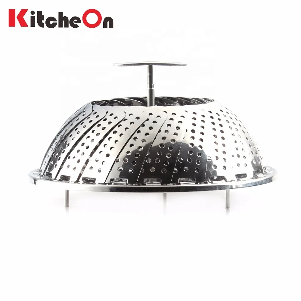 Wholesale Folding Stainless Steel Instant Pot Vegetable Steamer Basket with 2 Detachable Handle
