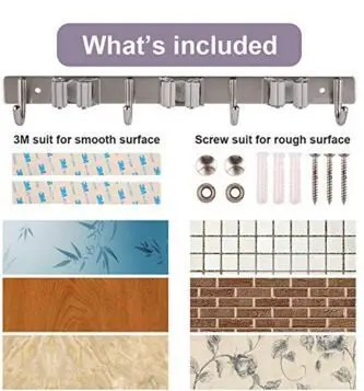 Broom Mop Holder Heavy Duty Hooks Hanger Wall Mounted  Stainless Steel Organizer for Laundry Garden Cleaning Tools Rack Storage