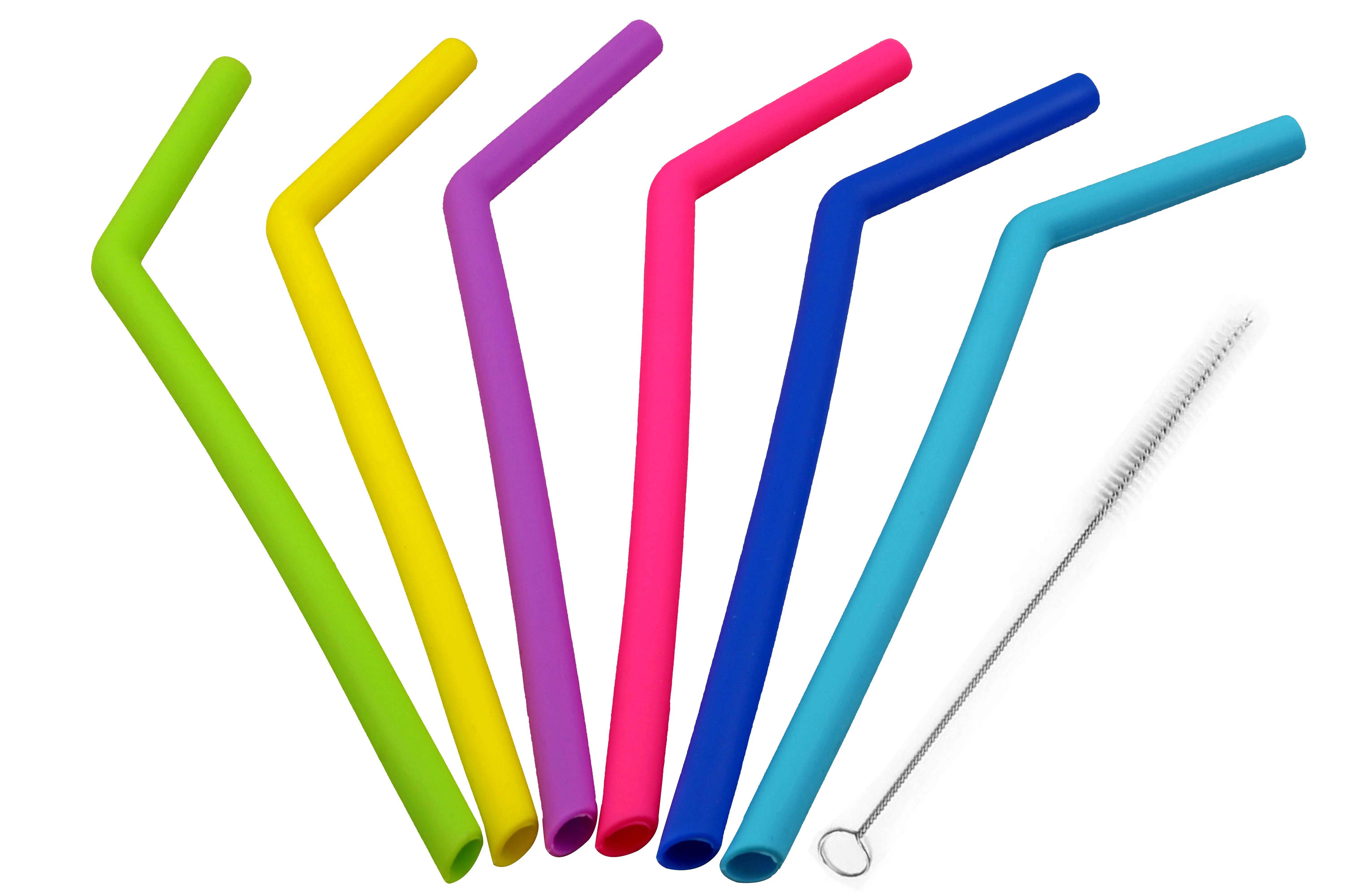 Складные прямые изогнутые Детские трубочки для напитков с индивидуальным принтом многоразовые силиконовые соломинки чистящей щеткой