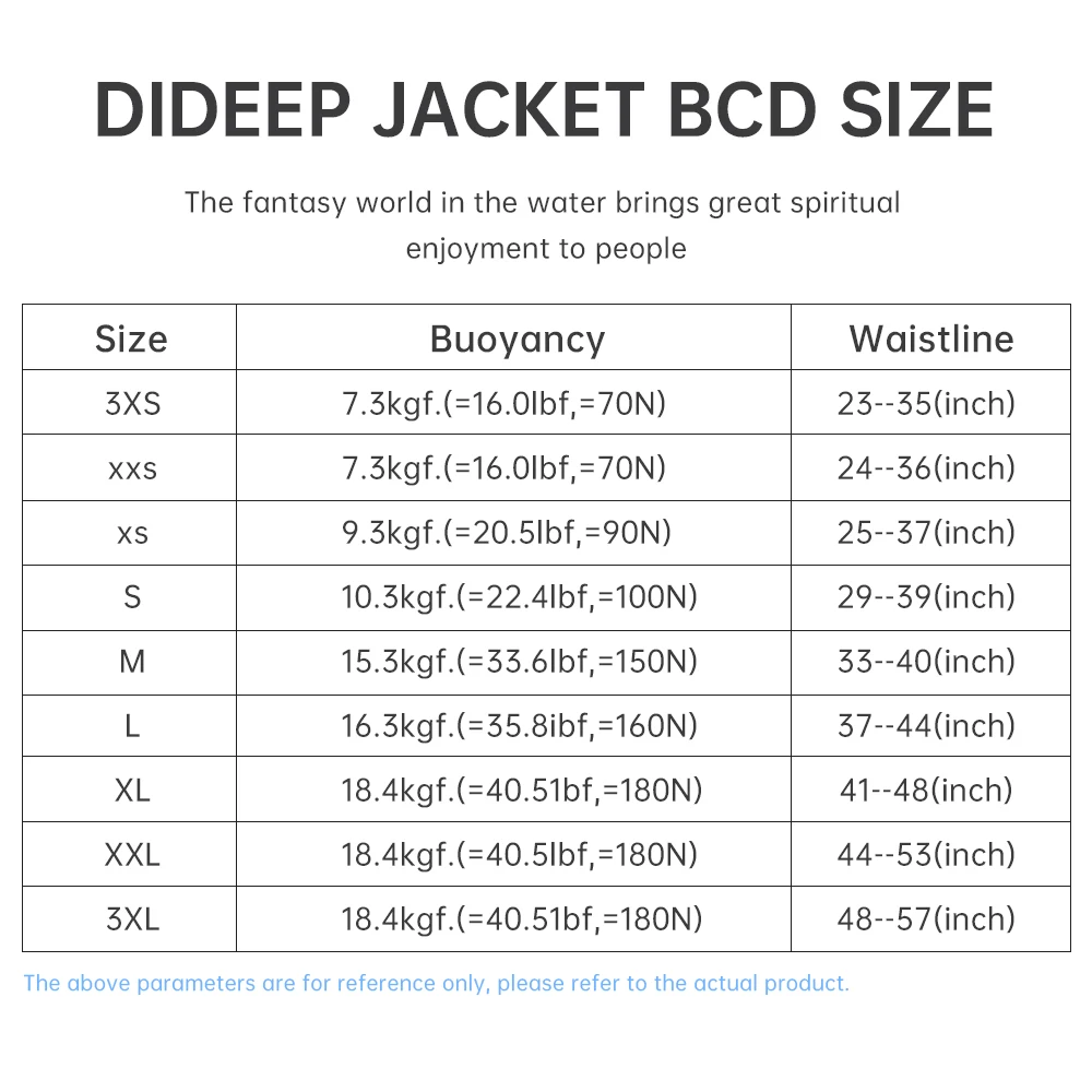 DIDEEP 3XS-3XL Scuba Diving Wing Buoyancy Compensator Device BCD Set
