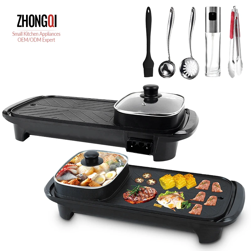 Профессиональный электрический гриль для барбекю, антипригарный гриль, сковорода электрическая/