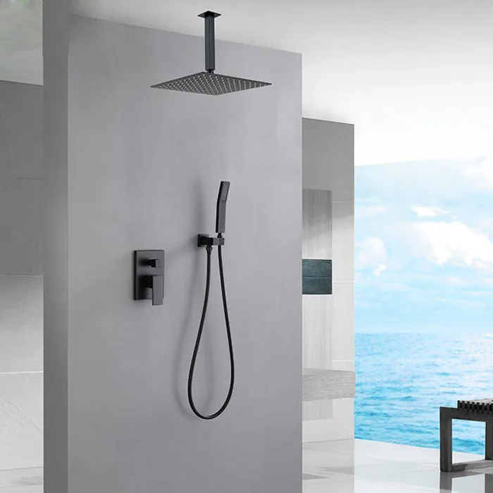 
Thermostatic Wall Mounted Waterfall Faucet Sets Concealed Rain Shower Mixer With Shower Head  (62437493088)