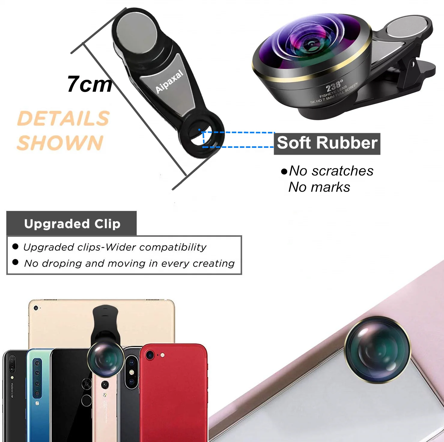 Оптовая продажа объектив Aipaxal 5K HD 238 градусов Super Fisheye с пользовательским логотипом для объектива камеры мобильного телефона