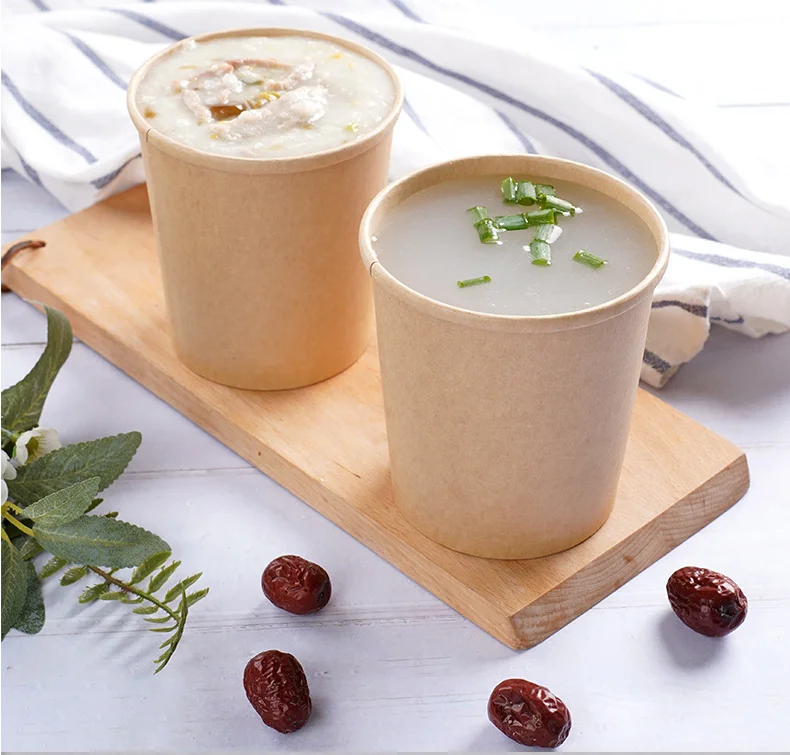 Printing Custom Ice Cream,  Kraft ice cream Paper Cups, Porridge Paper Bowls Paper Ice Cream Cup With Lid