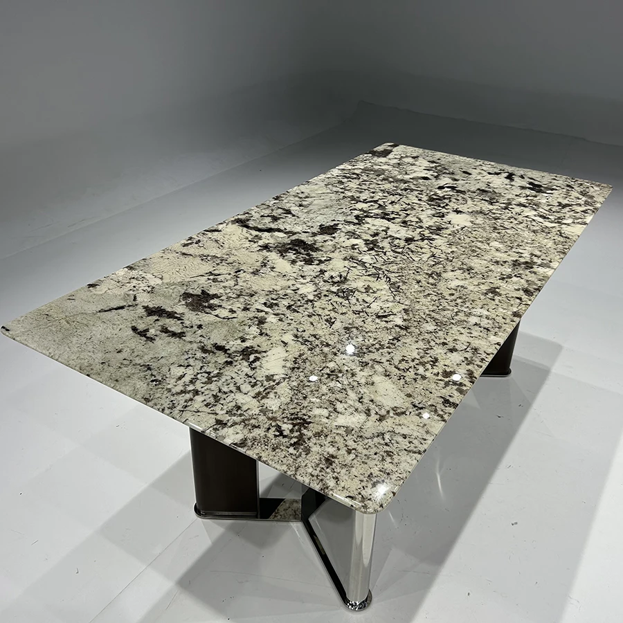 Stainless Steel Metal Marble Top Dining Table Mesa de comedor marmol Eating Table Marble Top Dining Table