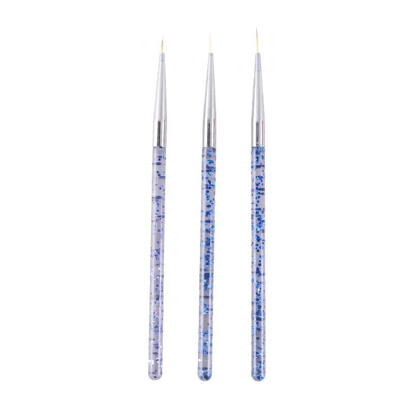 Цветная Акриловая пластиковая ручка нейлоновая кисть для рисования волос линия для дизайна ногтей 3 шт./лот