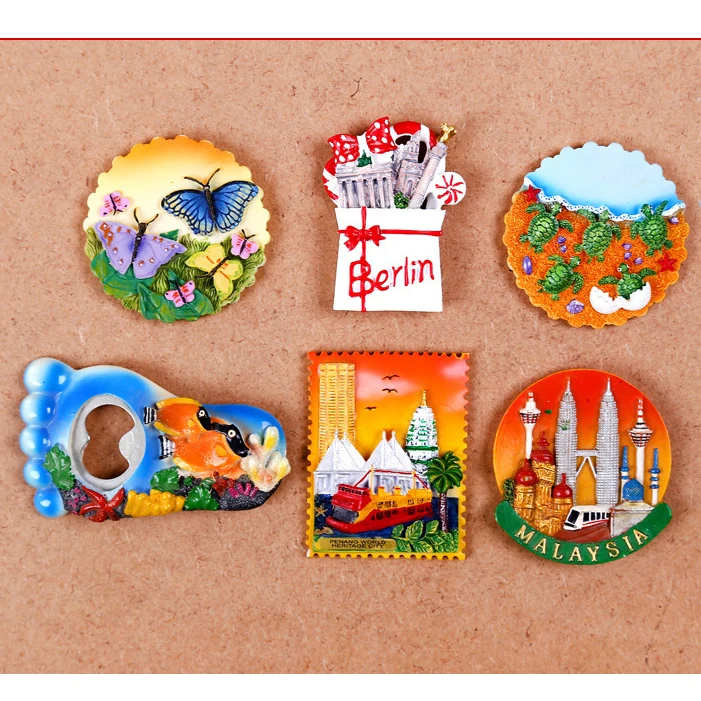 Wholesale Promotional  Gift Tourist Custom Country 3d Resin Fridge Magnet for Refrigerator Souvenir