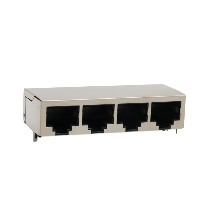 WANLINK RJ45 59-8P8C 4 Port PCB Mount Female Socket Connectors