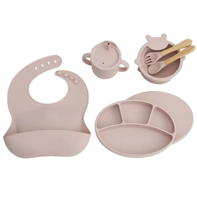Reusable Anti-breakage Hot Designs on Amazon Silicone Baby Tableware Set With Divisions