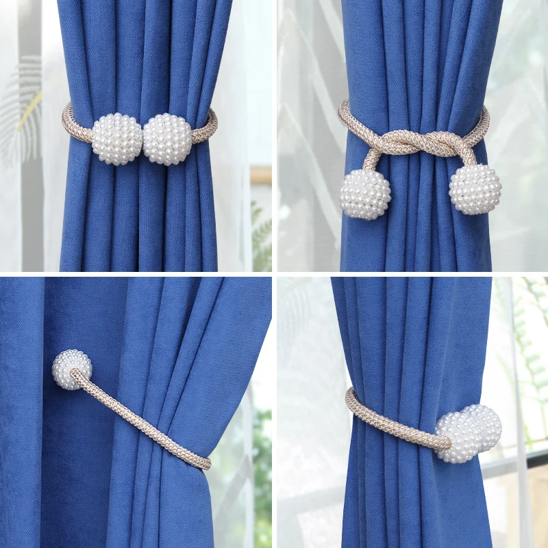 home accessories magnetic pearl ball curtain magnetic buckle tiebacks tie backs