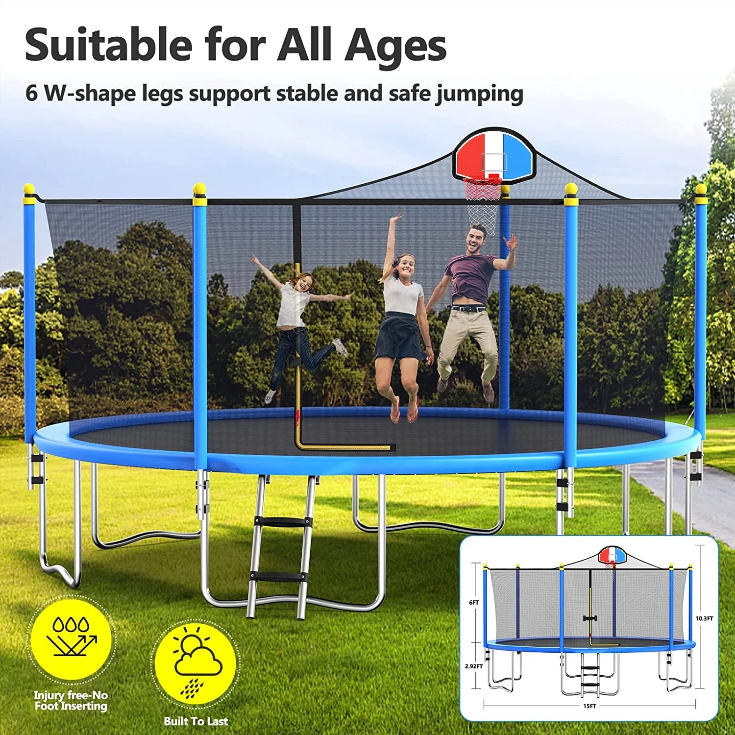 8/10/12/14/16 Ft Trampolines Outdoor Adult and Kids Outdoor Trampolines for Sale