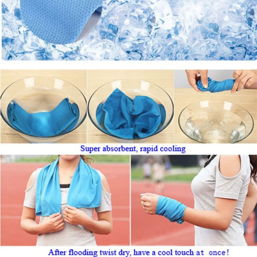 Hot sell gym sweat ice cold sports towels and cooling towel for fitness microfiber gym sport Pva cooling towel