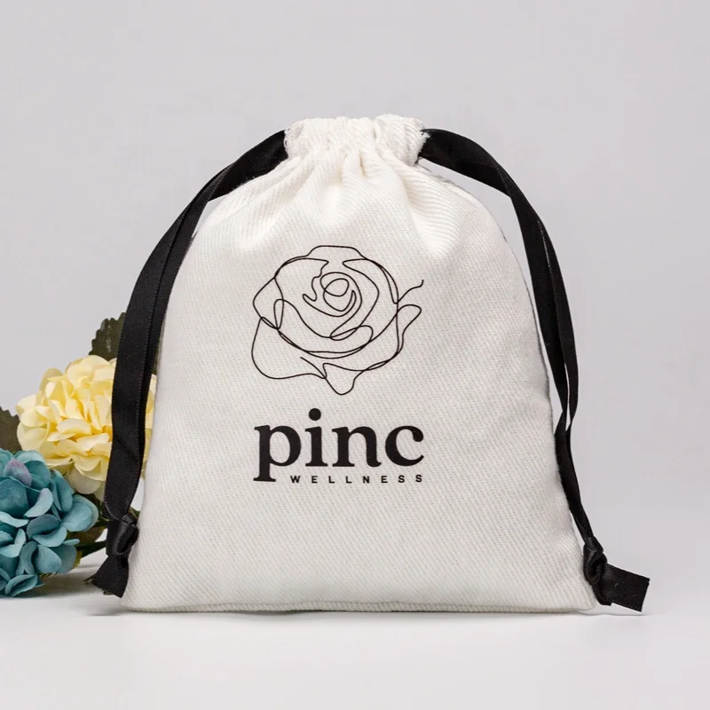 Organic Customized Logo Small Twill Cotton Pouch Clothing Shoes Dust Cotton Drawstring Bags