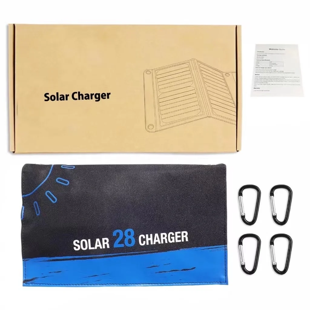 Portable solar panel foldable 28w 3 USB Ports charger DC port Polycrystalline Silicon waterproof and camping solar panel