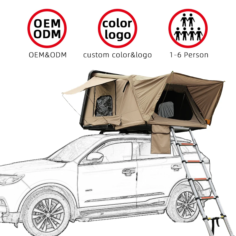 Factory Wholesale 5 Person Truck Aluminium Car  With Annex Roof Top Tent Camper Car Auto Roof Tent Rooftop Tents For Camping