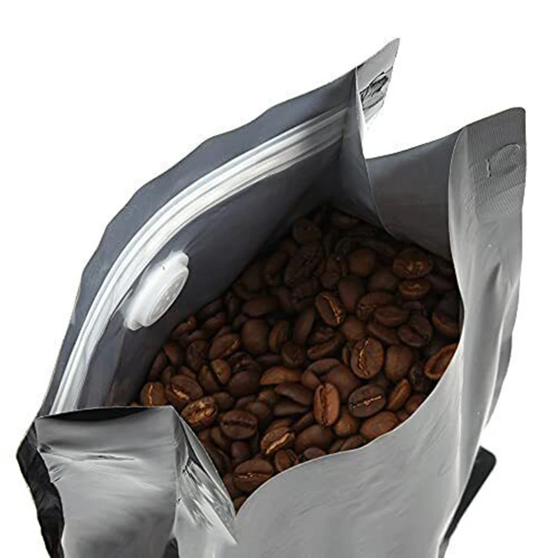 Reusable Aluminum Foil Pouches Stand-Up Square Bottom Ziplock Coffee Bean Storage for Food Use