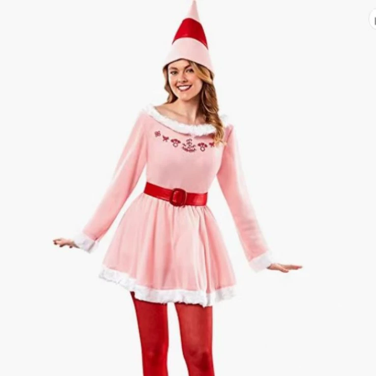 Movie Elf Movie Buddy the Elf Women Cosplay Christmas Elf Costume Pink Suit Christmas Outfit Family Christmas Party
