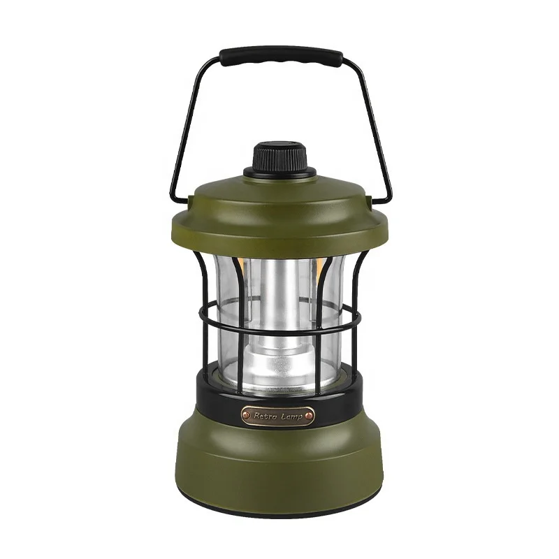 Wason 2023 New Arrival Waterproof Outdoor Vintage Camping Lantern Stepless Dimming USB-C Rechargeable Camping Light OEM Color