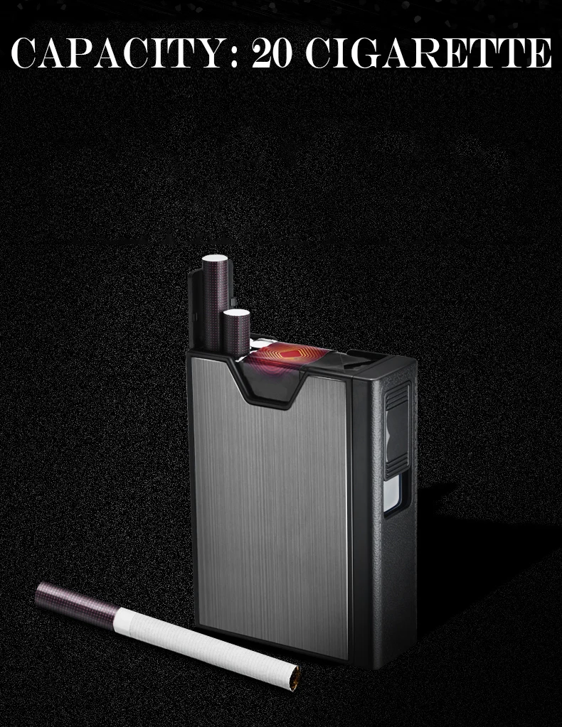  CC262042 Алюминиевый USB-портсигар для зажигалки нагревательный провод пластиковый табачный зеркальный металлический контейнер сигарет 20