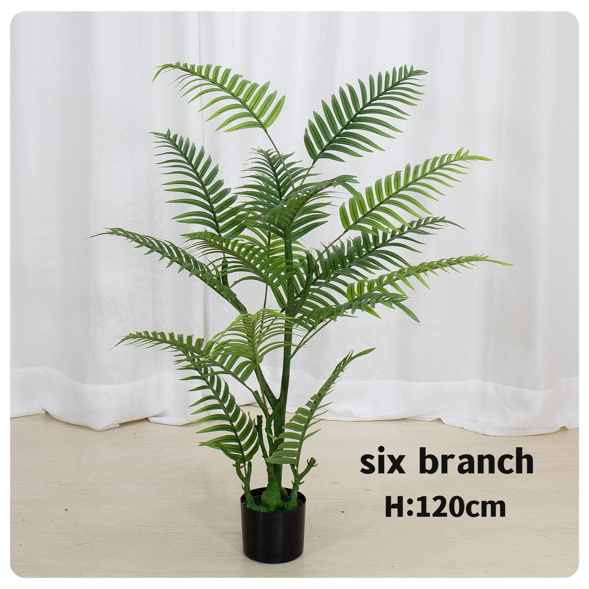 Garden OrnamentGreen Faux Areca Palm Plants Plastic Artificial Potted Kwai Palm Tree For House Living Room Decor