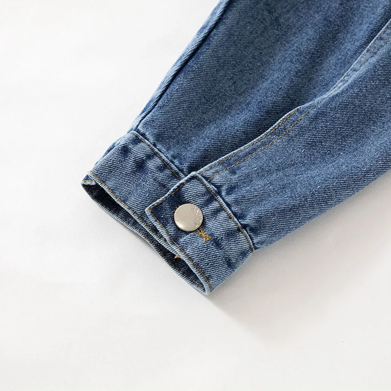 2023 hot selling Spring Autumn blue denim jacket women short jean denim coat ladies bike jackets woman apparel