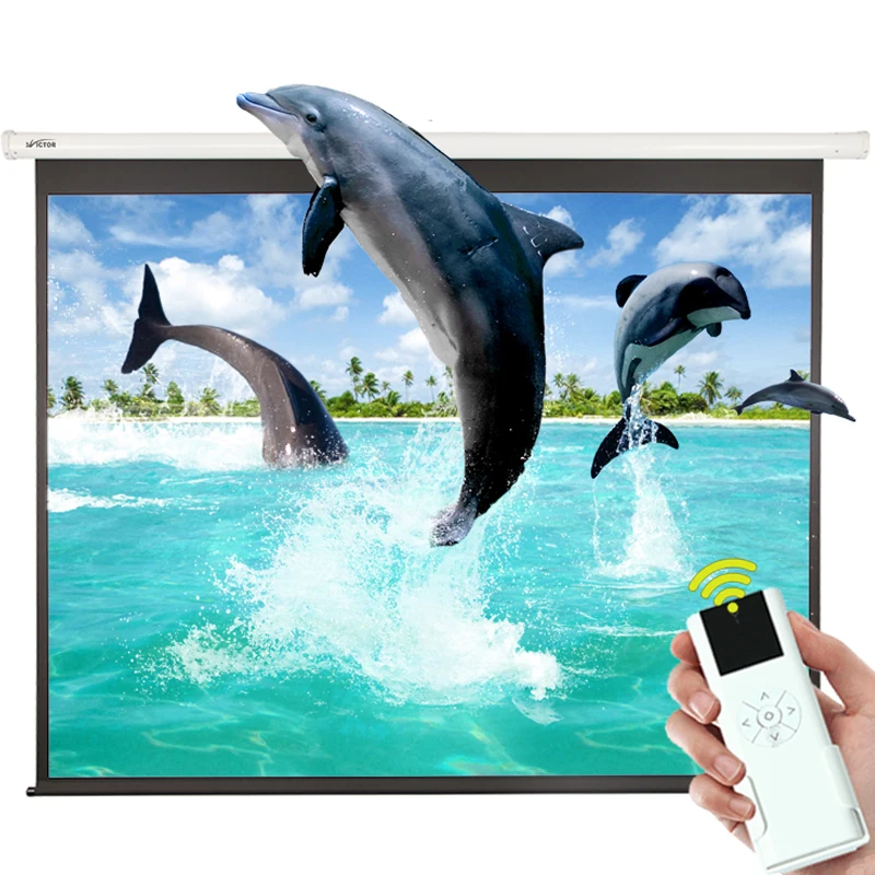 
SNOWHITE 60 100 120 inch Motorized Projection Screen motorized projector screen Cinema Theatre electric projection screen 