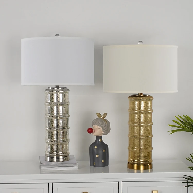 Home Office Bedroom Living Room Accent Decorative Antique Mercury Glass Gold Table Lamps