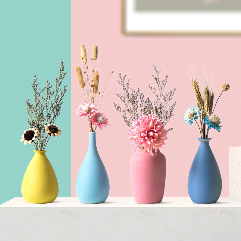 Modern minimalist decorations home furnishings creative ceramic small flower vase artificial flowers in vase