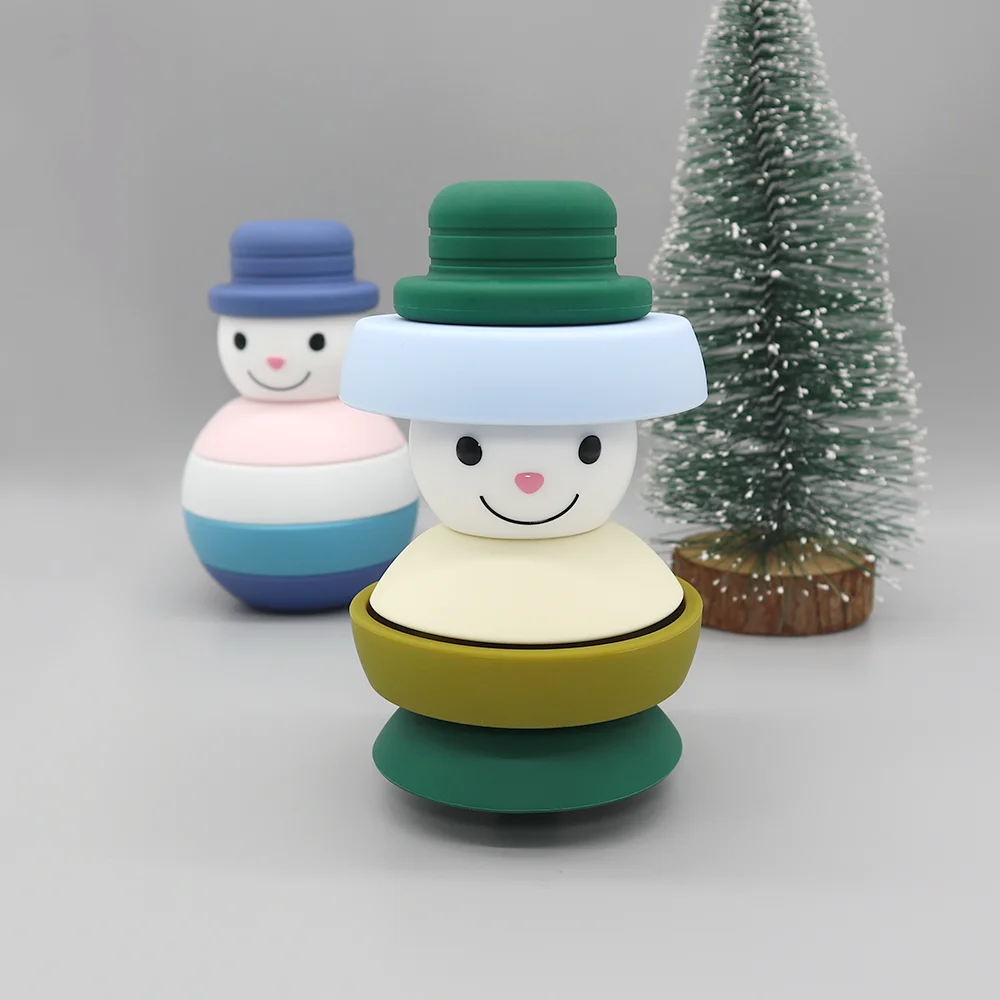 Factory supply rainbow stacking toy bpa free educational baby silicone stacker teething toy kids stacking toys