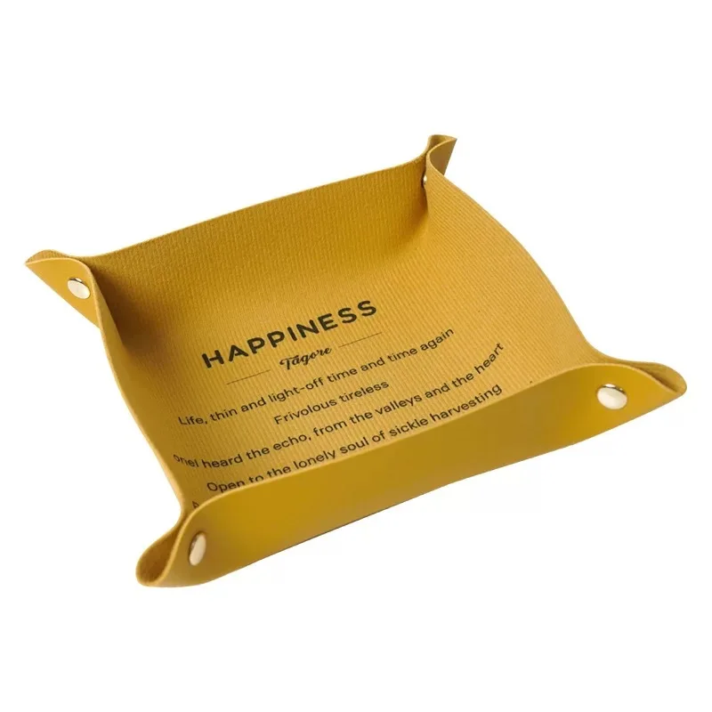 Portable Foldable PU Leather Jewelry Valet Decorative Catchall Tray