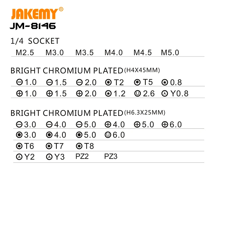 JAKEMY JM-8146 47 pcs in 1 Household magnetic diy repair tool kit for home maintenance tools for mobile screwdriver bit set
