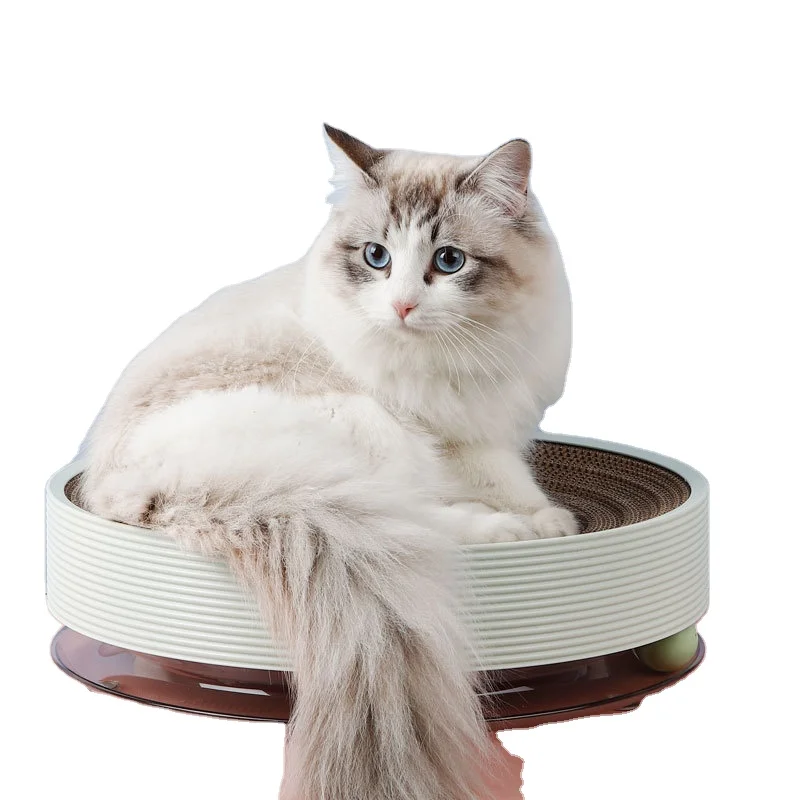 Wholesale Multi-function corrugated cat scratch board with rotary ball round scratcher cat toy bowl type cat supplies