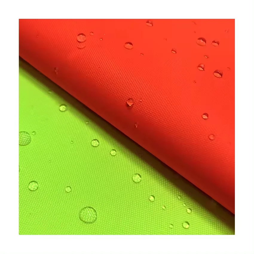 300D Oxford cloth coated white glue shell jacket sanitation worker vest fluorescent color clothing fabric