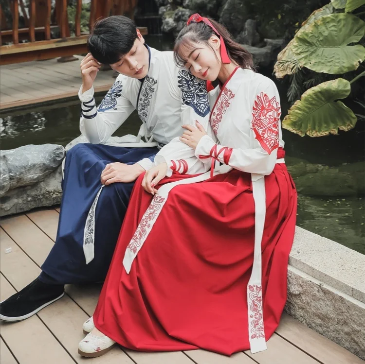 Традиционное китайское платье Hanfu, старинная вышивка, китайское ханьфу для мужчин и женщин
