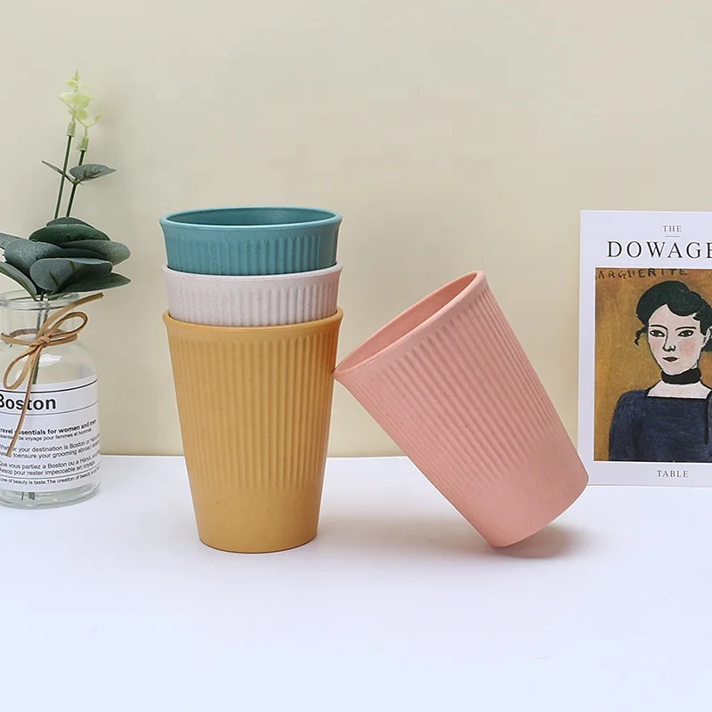 Eco-friendly 4 PCS Wheat Straw Cup Unbreakable Reusable Drinking Cup With Logo