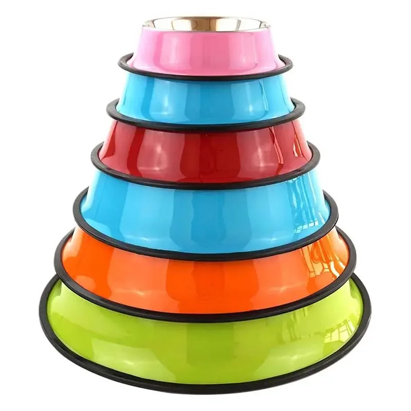 2023 Hot Selling Good Quality Melamine Stainless Steel Dog Pet Feeder Bowl with Anti-Slip and Fashion Colors Design