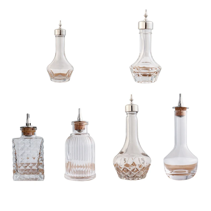 Hot Sale Glass Bitter Bottle  Barware Tool Bartender Kit absinthe Essence  medicinal wine Bottle with Lid