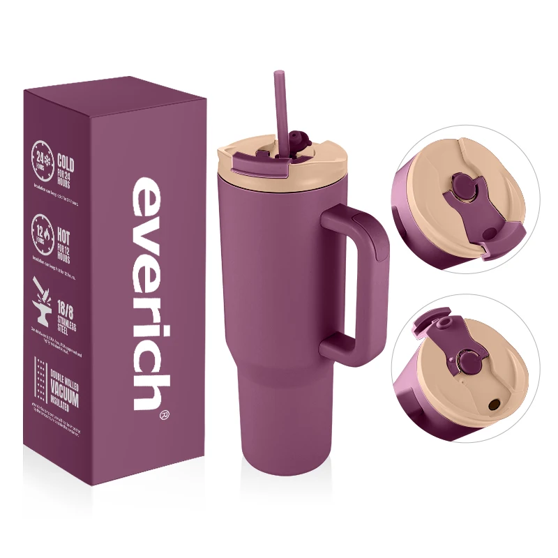2024 Fashion Christmas Gift 40oz Leak proof Stainless Steel Tumbler With Handle Lid Vacuum Insulated Travel Tumbler With Straw